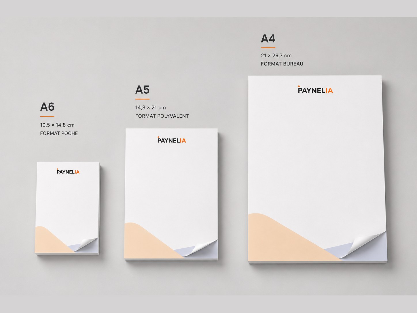 Bloc-notes personnalisés A6, A5 et A4 — Paynelia