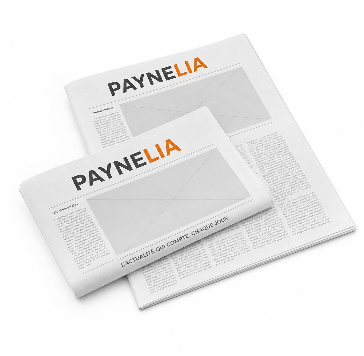 Journal personnalisé Paynelia au format rhénan 35 × 50 cm, livré plié comme un quotidien