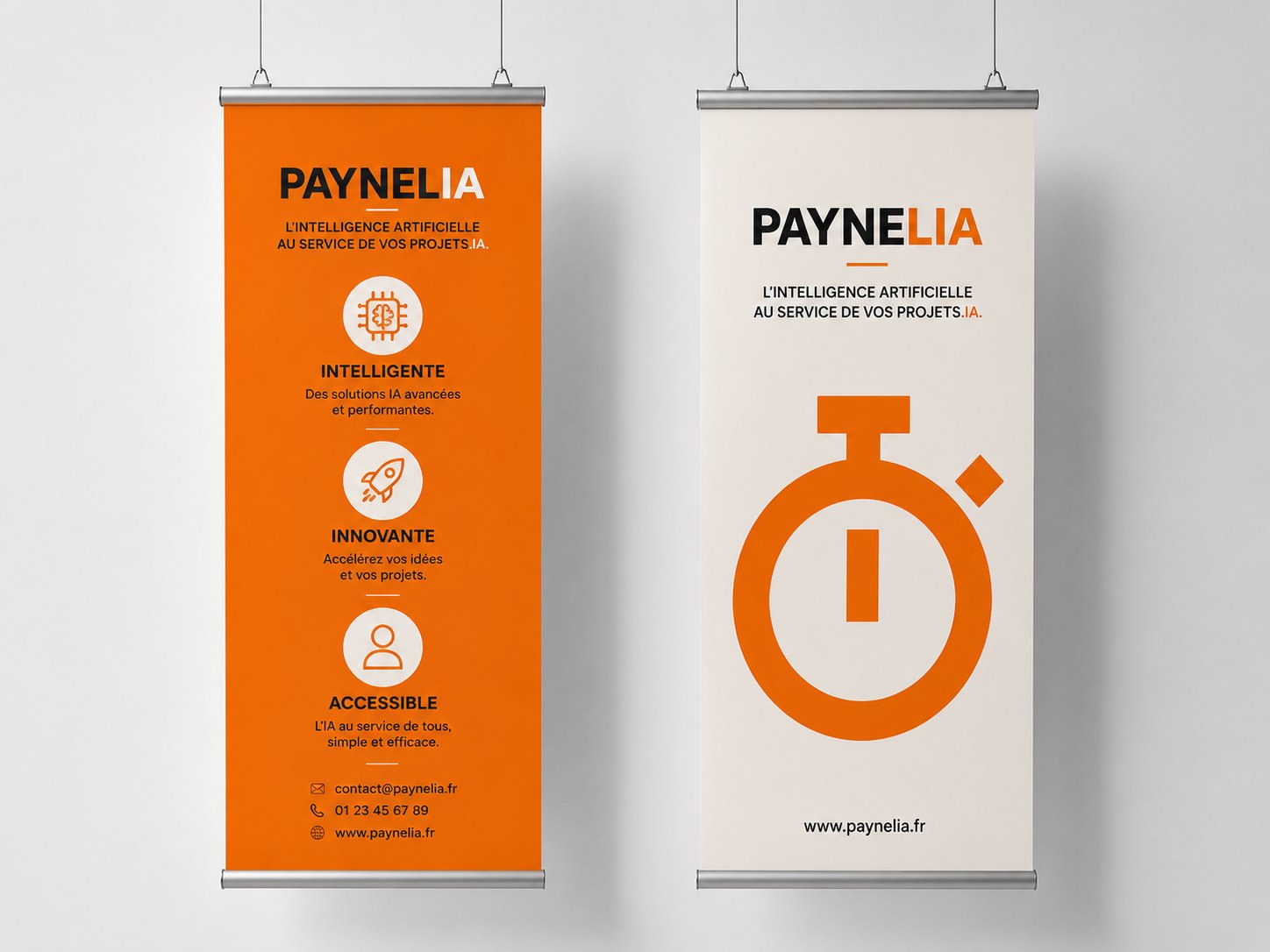 Kakemonos suspendus personnalisés, profilés aluminium haut et bas — Paynelia