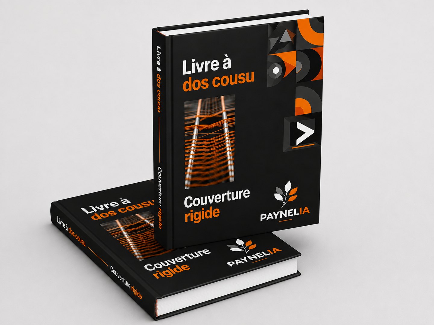 Livres à couverture rigide Paynelia, reliure dos cousu au fil visible sur la couverture