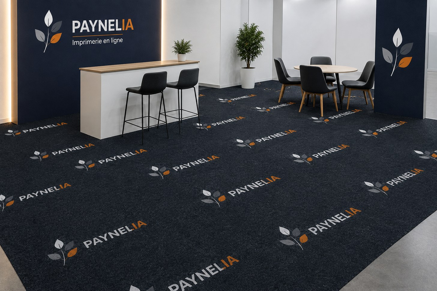 Moquette publicitaire imprimée sur un stand — Paynelia