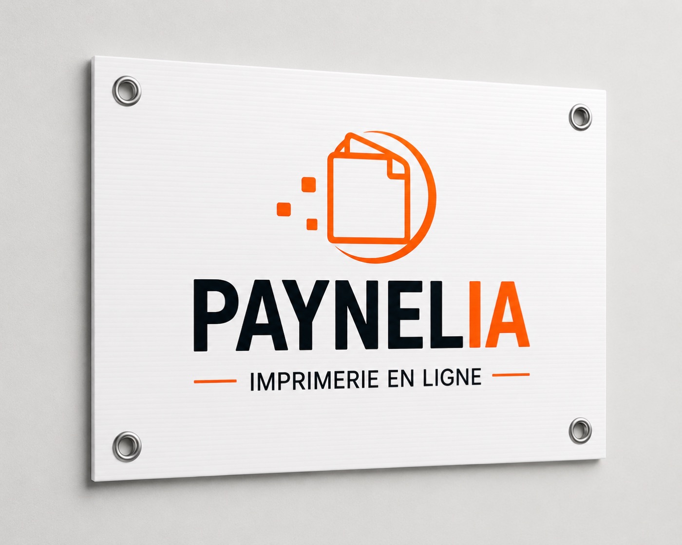 Panneau Akilux personnalisé en PVC alvéolé, 4 œillets métal, impression quadrichromie résistante aux UV — Paynelia