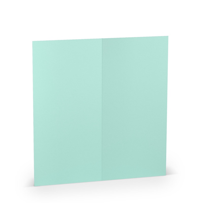 cartes pliantes (portrait) colorées bleu (turquoise caraïbe) 100 x 210 mm (dl) | 220 g/qm côtelé (paperado) | sans fenêtre | pas de fermeture | pas de rabat | 50 pièces