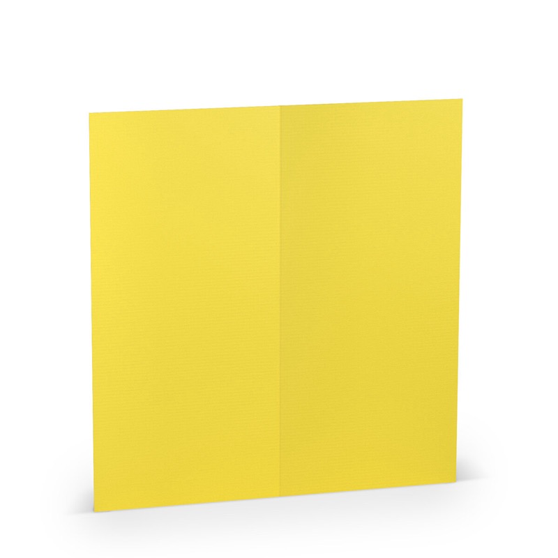 cartes pliantes (portrait) colorées jaune (jaune soleil) 100 x 210 mm (dl) | 220 g/qm côtelé (paperado) | sans fenêtre | pas de fermeture | pas de rabat | 50 pièces