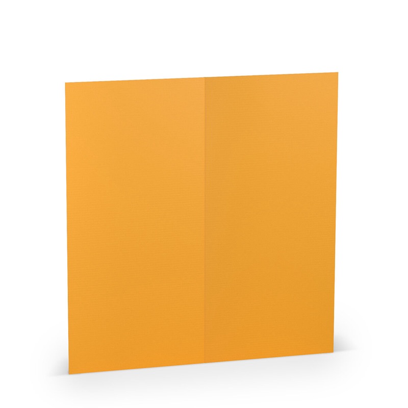 cartes pliantes (portrait) colorées jaune (ocre jaune) 100 x 210 mm (dl) | 220 g/qm côtelé (paperado) | sans fenêtre | pas de fermeture | pas de rabat | 50 pièces