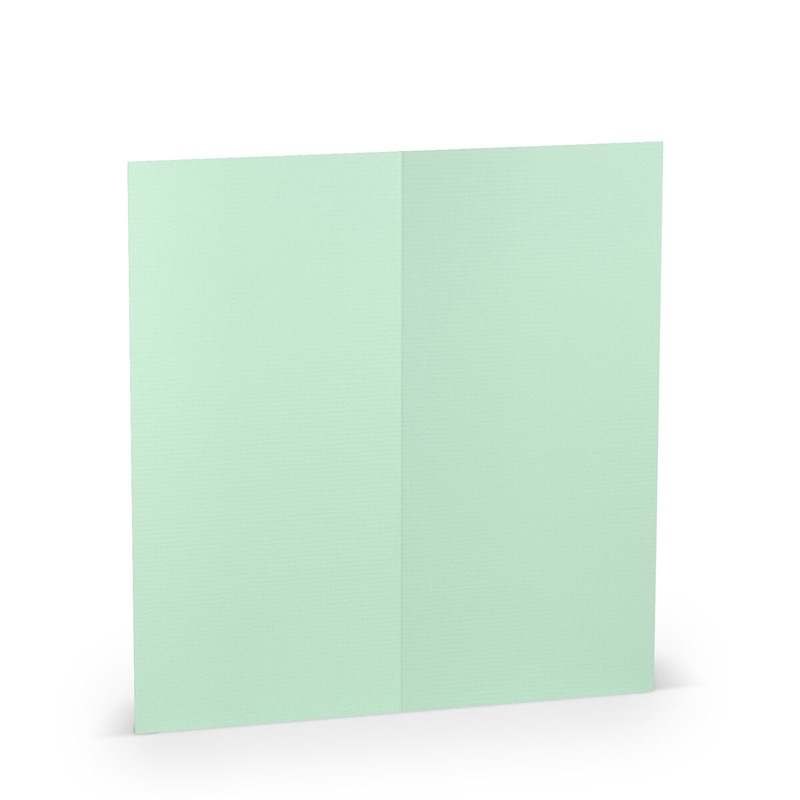 cartes pliantes (portrait) colorées vert (menthe) 100 x 210 mm (dl) | 220 g/qm côtelé (paperado) | sans fenêtre | pas de fermeture | pas de rabat | 50 pièces