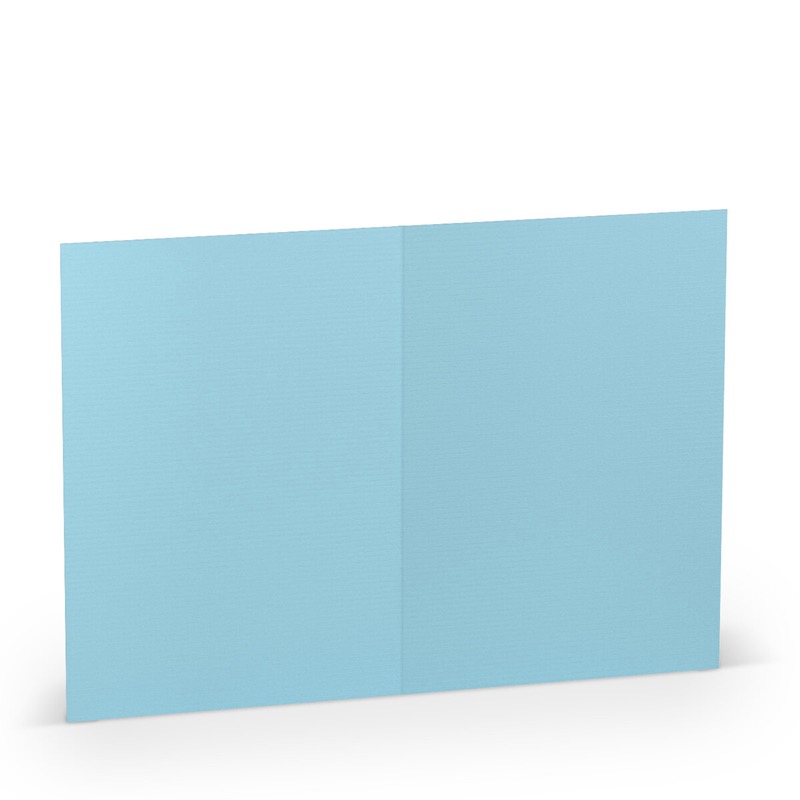 cartes pliantes (portrait) colorées bleu (bleu délavé) 105 x 148 mm (din a6) | 220 g/qm côtelé (paperado) | sans fenêtre | pas de fermeture | pas de rabat | 50 pièces