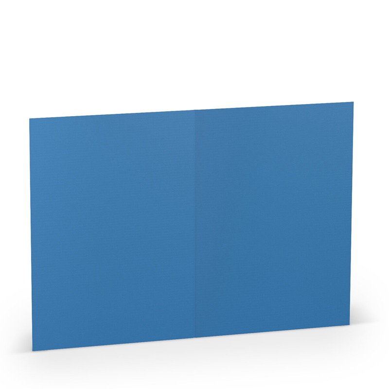cartes pliantes (portrait) colorées bleu (bleu dur) 105 x 148 mm (din a6) | 220 g/qm côtelé (paperado) | sans fenêtre | pas de fermeture | pas de rabat | 50 pièces