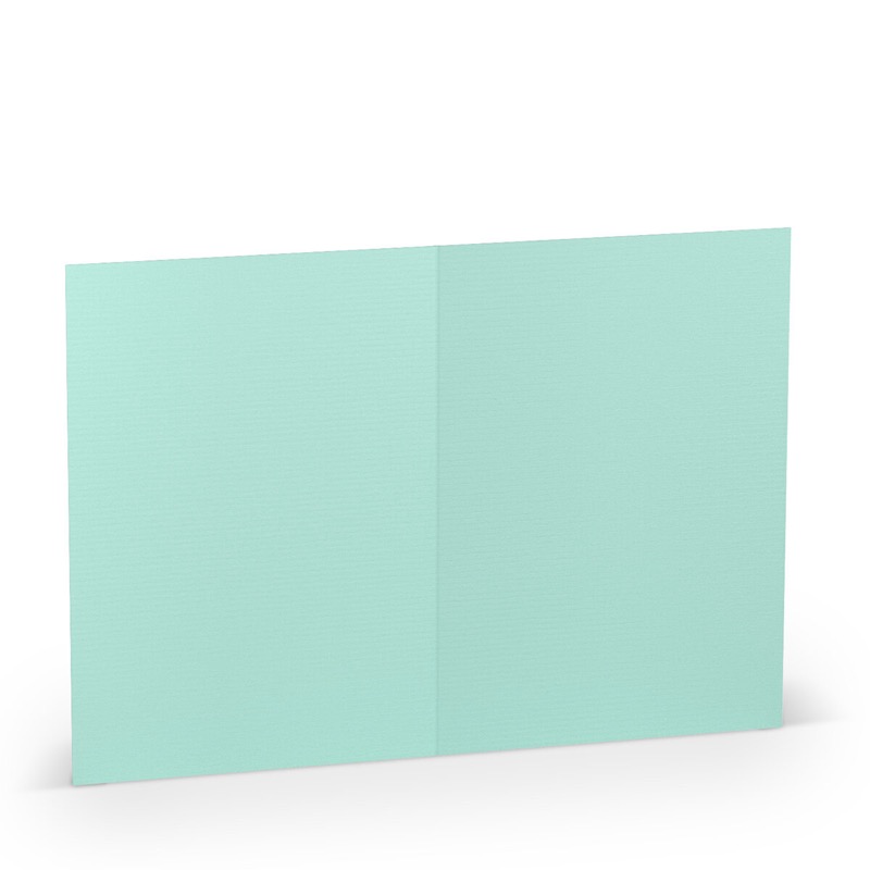 cartes pliantes (portrait) colorées bleu (turquoise caraïbe) 105 x 148 mm (din a6) | 220 g/qm côtelé (paperado) | sans fenêtre | pas de fermeture | pas de rabat | 50 pièces