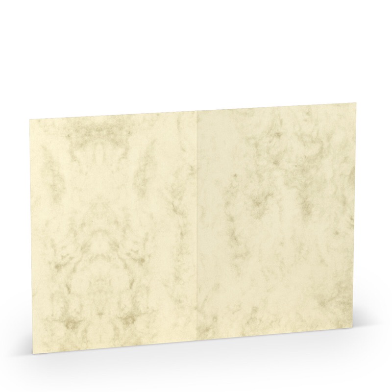 cartes pliantes (portrait) colorées crème (chamois marbré) 105 x 148 mm (din a6) | 220 g/qm offset (paperado) | sans fenêtre | pas de fermeture | pas de rabat | 50 pièces