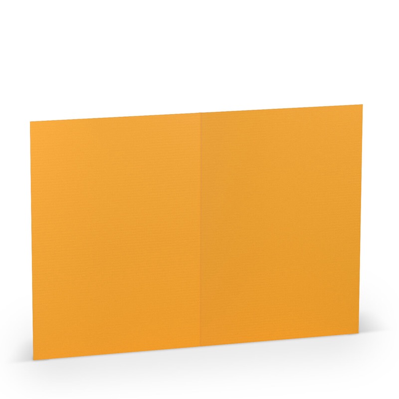 cartes pliantes (portrait) colorées jaune (ocre jaune) 105 x 148 mm (din a6) | 220 g/qm côtelé (paperado) | sans fenêtre | pas de fermeture | pas de rabat | 50 pièces