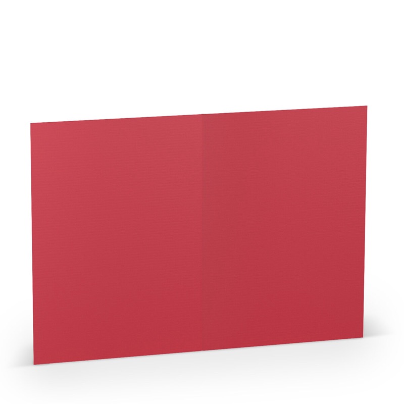 cartes pliantes (portrait) colorées rouge 105 x 148 mm (din a6) | 220 g/qm côtelé (paperado) | sans fenêtre | pas de fermeture | pas de rabat | 50 pièces