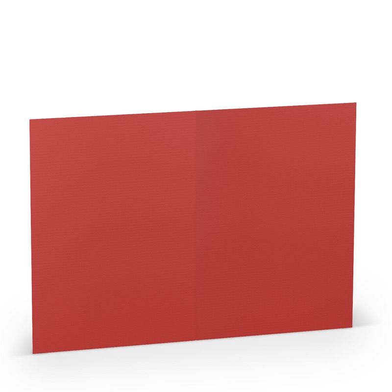 cartes pliantes (portrait) colorées rouge (rouge tomate) 105 x 148 mm (din a6) | 220 g/qm côtelé (paperado) | sans fenêtre | pas de fermeture | pas de rabat | 50 pièces