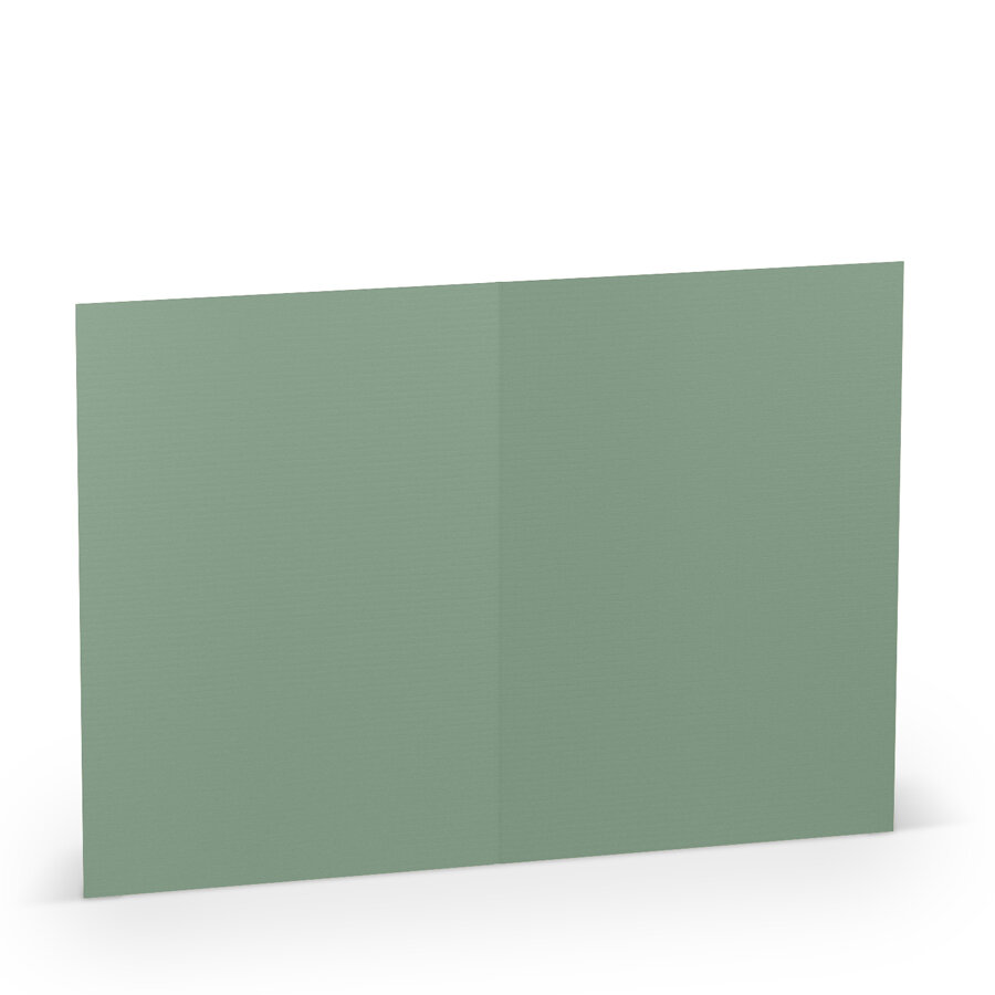 cartes pliantes (portrait) colorées vert (eucalyptus) 105 x 148 mm (din a6) | 220 g/qm côtelé (paperado) | sans fenêtre | pas de fermeture | pas de rabat | 50 pièces