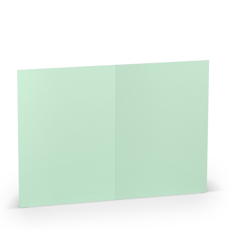 cartes pliantes (portrait) colorées vert (menthe) 105 x 148 mm (din a6) | 220 g/qm côtelé (paperado) | sans fenêtre | pas de fermeture | pas de rabat | 50 pièces
