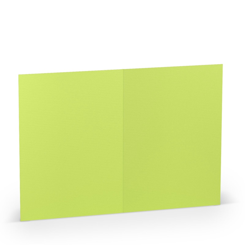 cartes pliantes (portrait) colorées vert (vert de mai) 105 x 148 mm (din a6) | 220 g/qm côtelé (paperado) | sans fenêtre | pas de fermeture | pas de rabat | 50 pièces