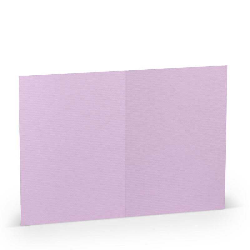cartes pliantes (portrait) colorées violet (orchidée lilas) 105 x 148 mm (din a6) | 220 g/qm côtelé (paperado) | sans fenêtre | pas de fermeture | pas de rabat | 50 pièces