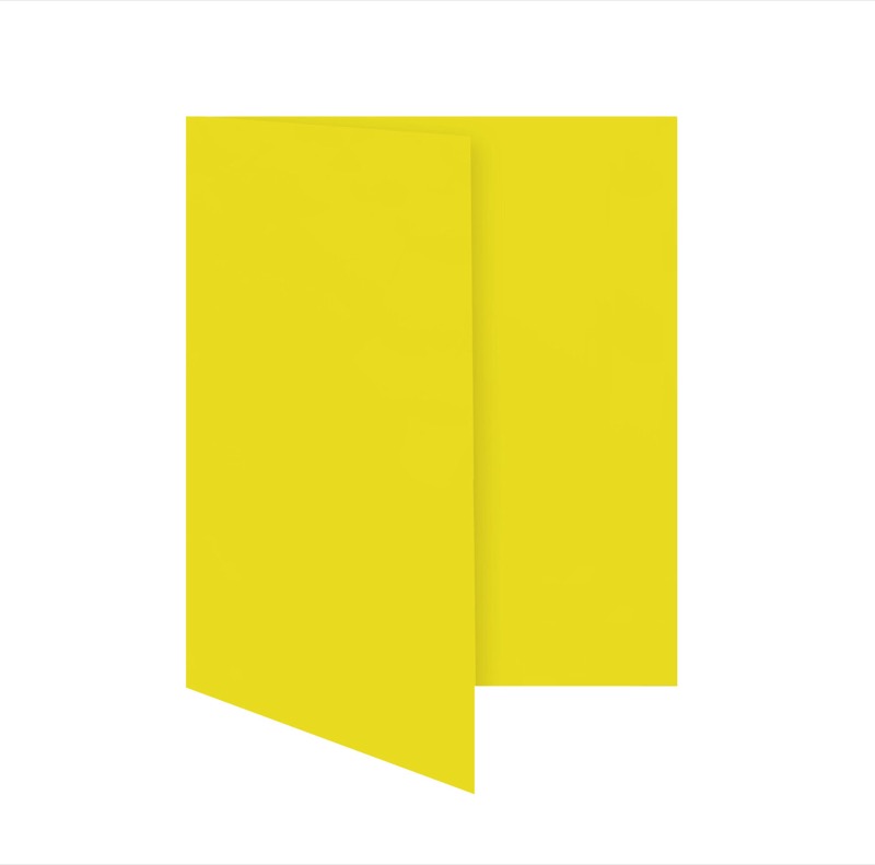 cartes pliantes colorées jaune (jaune bouton d'or) 105 x 150 mm (din a6) | 230 g/qm offset | sans fenêtre | pas de fermeture | pas de rabat | 50 pièces