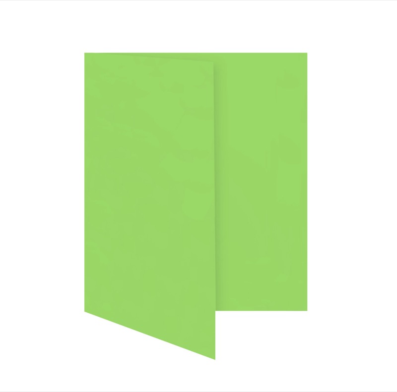 cartes pliantes colorées vert (pomme verte) 105 x 150 mm (din a6) | 230 g/qm offset | sans fenêtre | pas de fermeture | pas de rabat | 50 pièces