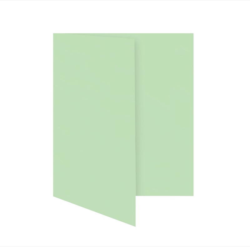 cartes pliantes colorées vert (vert pistache) 105 x 150 mm (din a6) | 230 g/qm offset | sans fenêtre | pas de fermeture | pas de rabat | 50 pièces