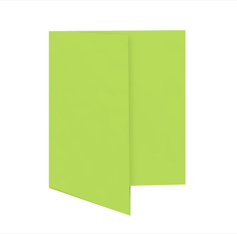 cartes pliantes colorées vert (vert tilleul) 115 x 170 mm | 230 g/qm offset | sans fenêtre | pas de fermeture | pas de rabat | 50 pièces