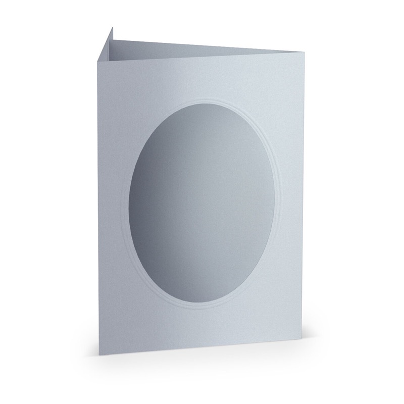 cartes passe partout (portrait) - blanc (blanc brillant) 120 x 169 mm (din b6) | 250 g/m² brillant (paperado) | passe-partout ovale 8,7 x 11,2 cm | pas de fermeture | pas de rabat | 50 pièces