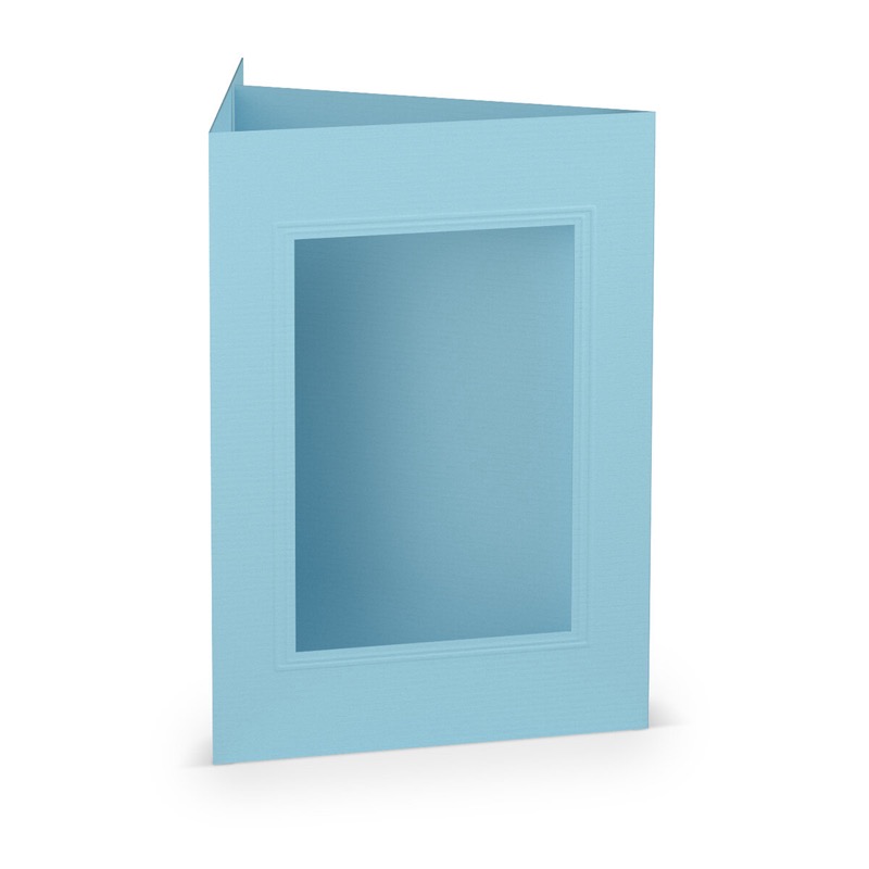 cartes passe partout (portrait) colorées - bleu (bleu délavé) 120 x 169 mm (din b6) | 220 g/m² côtelé (paperado) | passe-partout carré 7,6 x 11 cm | pas de fermeture | pas de rabat | 50 pièces