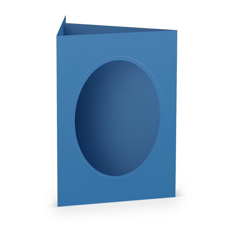 cartes passe partout (portrait) colorées - bleu (bleu dur) 120 x 169 mm (din b6) | 220 g/m² côtelé (paperado) | passe-partout ovale 8,7 x 11,2 cm | pas de fermeture | pas de rabat | 50 pièces
