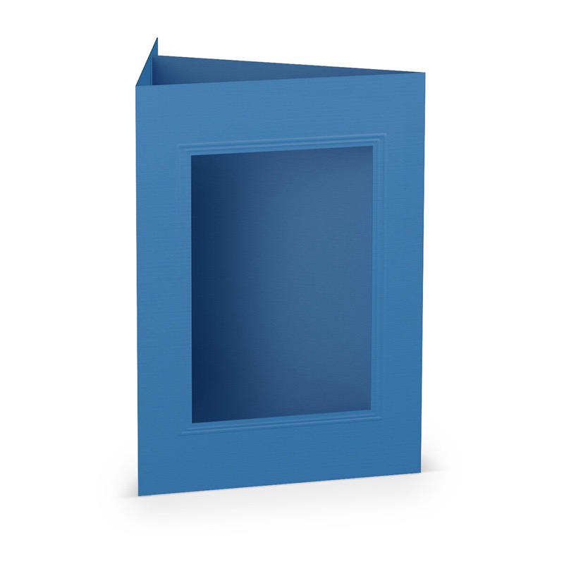 cartes passe partout (portrait) colorées - bleu (bleu dur) 120 x 169 mm (din b6) | 220 g/m² côtelé (paperado) | passe-partout carré 7,6 x 11 cm | pas de fermeture | pas de rabat | 50 pièces