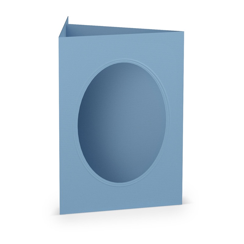 cartes passe partout (portrait) colorées - bleu (bleu foncé) 120 x 169 mm (din b6) | 220 g/m² côtelé (paperado) | passe-partout ovale 8,7 x 11,2 cm | pas de fermeture | pas de rabat | 50 pièces