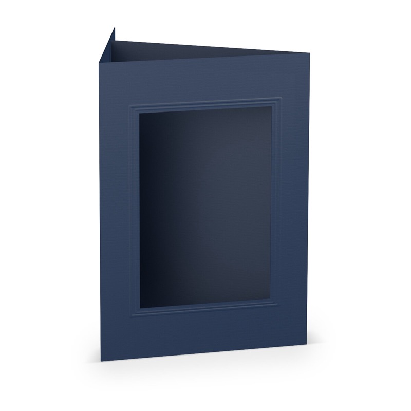 cartes passe partout (portrait) colorées - bleu (blue-jeans) 120 x 169 mm (din b6) | 220 g/m² côtelé (paperado) | passe-partout carré 7,6 x 11 cm | pas de fermeture | pas de rabat | 50 pièces