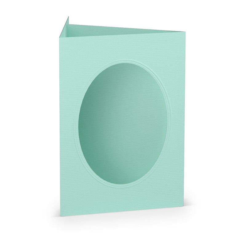 cartes passe partout (portrait) colorées - bleu (turquoise caraïbe) 120 x 169 mm (din b6) | 220 g/m² côtelé (paperado) | passe-partout ovale 8,7 x 11,2 cm | pas de fermeture | pas de rabat | 50 pièces