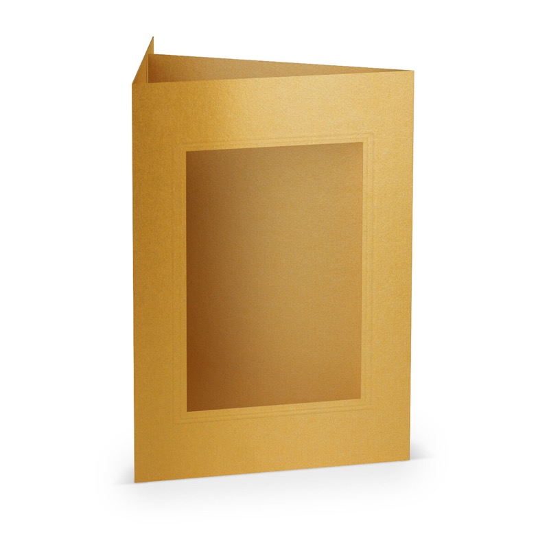 cartes passe partout (portrait) colorées - doré 120 x 169 mm (din b6) | 220 g/m² offset (paperado) | passe-partout carré 7,6 x 11 cm | pas de fermeture | pas de rabat | 50 pièces