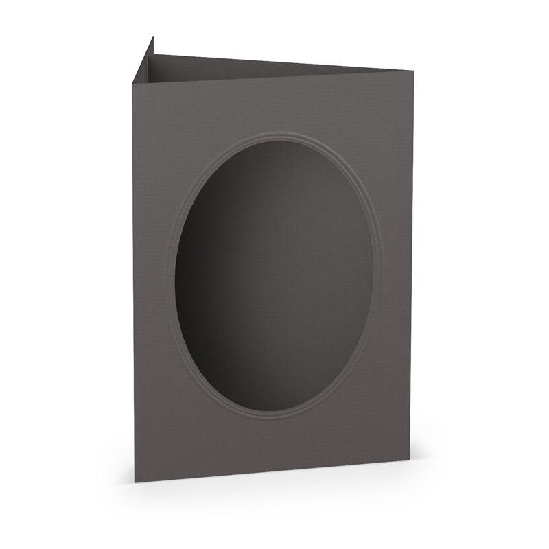 cartes passe partout (portrait) colorées - gris (ardoise) 120 x 169 mm (din b6) | 220 g/m² côtelé (paperado) | passe-partout ovale 8,7 x 11,2 cm | pas de fermeture | pas de rabat | 50 pièces