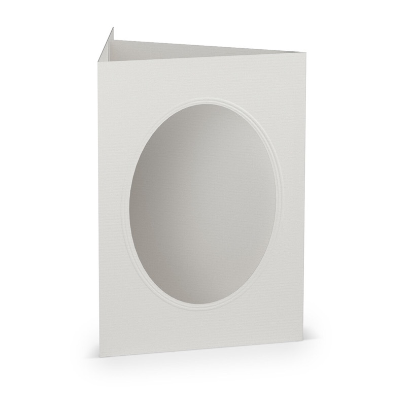 cartes passe partout (portrait) colorées - gris (gris glacé) 120 x 169 mm (din b6) | 220 g/m² côtelé (paperado) | passe-partout ovale 8,7 x 11,2 cm | pas de fermeture | pas de rabat | 50 pièces