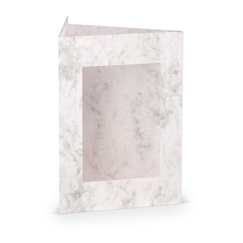 cartes passe partout (portrait) colorées - gris (gris marbré) 120 x 169 mm (din b6) | 220 g/m² offset (paperado) | passe-partout carré 7,6 x 11 cm | pas de fermeture | pas de rabat | 50 pièces