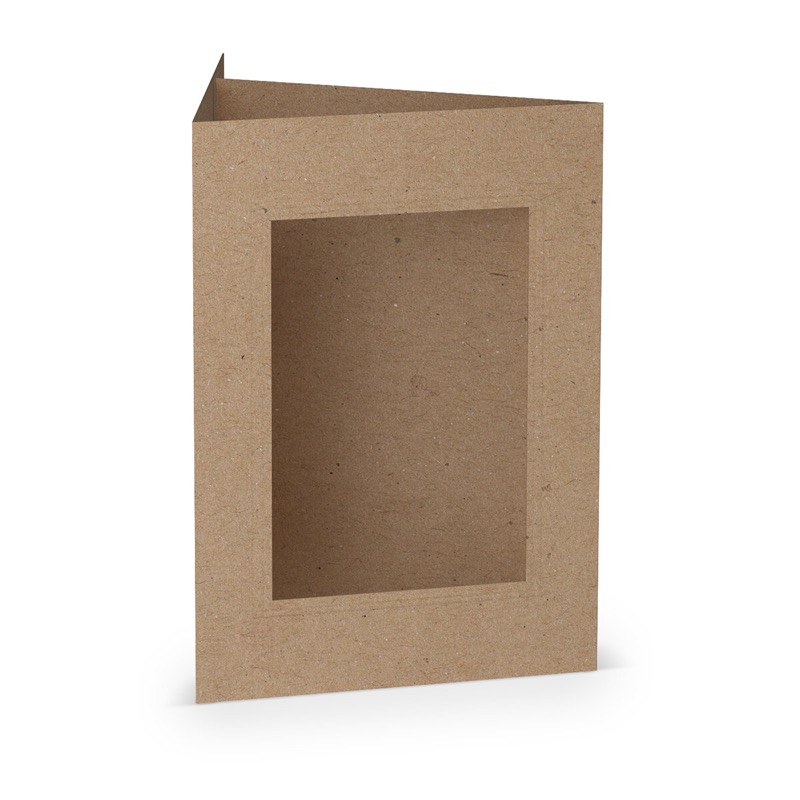 cartes passe partout (portrait) colorées - marron (kraft) 120 x 169 mm (din b6) | 250 g/m² paperado | passe-partout carré 7,6 x 11 cm | pas de fermeture | pas de rabat | 50 pièces