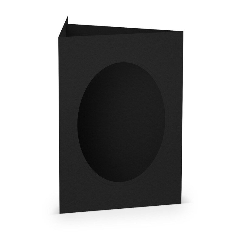 cartes passe partout (portrait) colorées - noir 120 x 169 mm (din b6) | 220 g/m² mat (paperado) | passe-partout ovale 8,7 x 11,2 cm | pas de fermeture | pas de rabat | 50 pièces