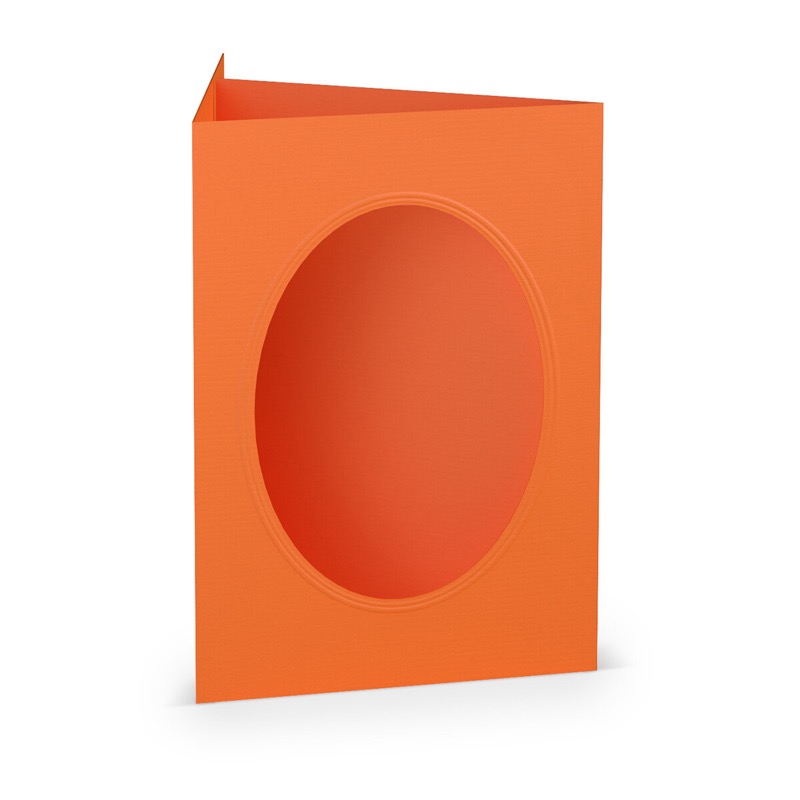 cartes passe partout (portrait) colorées - orange 120 x 169 mm (din b6) | 220 g/m² côtelé (paperado) | passe-partout ovale 8,7 x 11,2 cm | pas de fermeture | pas de rabat | 50 pièces