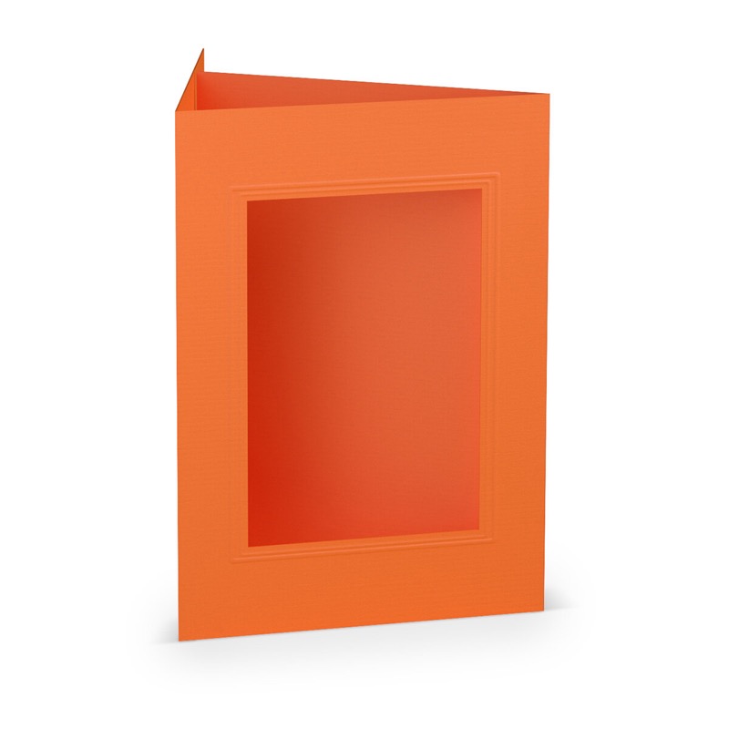 cartes passe partout (portrait) colorées - orange 120 x 169 mm (din b6) | 220 g/m² côtelé (paperado) | passe-partout carré 7,6 x 11 cm | pas de fermeture | pas de rabat | 50 pièces