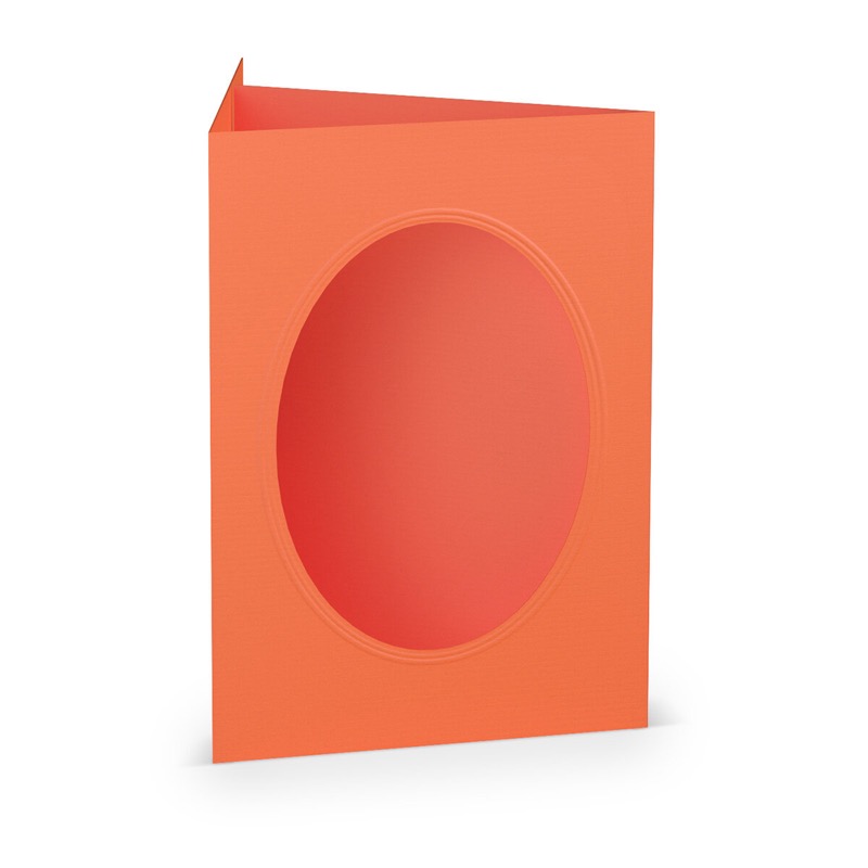cartes passe partout (portrait) colorées - rose (corail) 120 x 169 mm (din b6) | 220 g/m² côtelé (paperado) | passe-partout ovale 8,7 x 11,2 cm | pas de fermeture | pas de rabat | 50 pièces