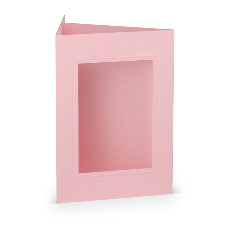 cartes passe partout (portrait) colorées - rose (rose flamant) 120 x 169 mm (din b6) | 220 g/m² côtelé (paperado) | passe-partout carré 7,6 x 11 cm | pas de fermeture | pas de rabat | 50 pièces