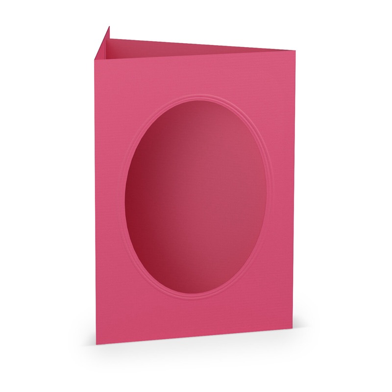 cartes passe partout (portrait) colorées - rose (rose fuchsia) 120 x 169 mm (din b6) | 220 g/m² côtelé (paperado) | passe-partout ovale 8,7 x 11,2 cm | pas de fermeture | pas de rabat | 50 pièces