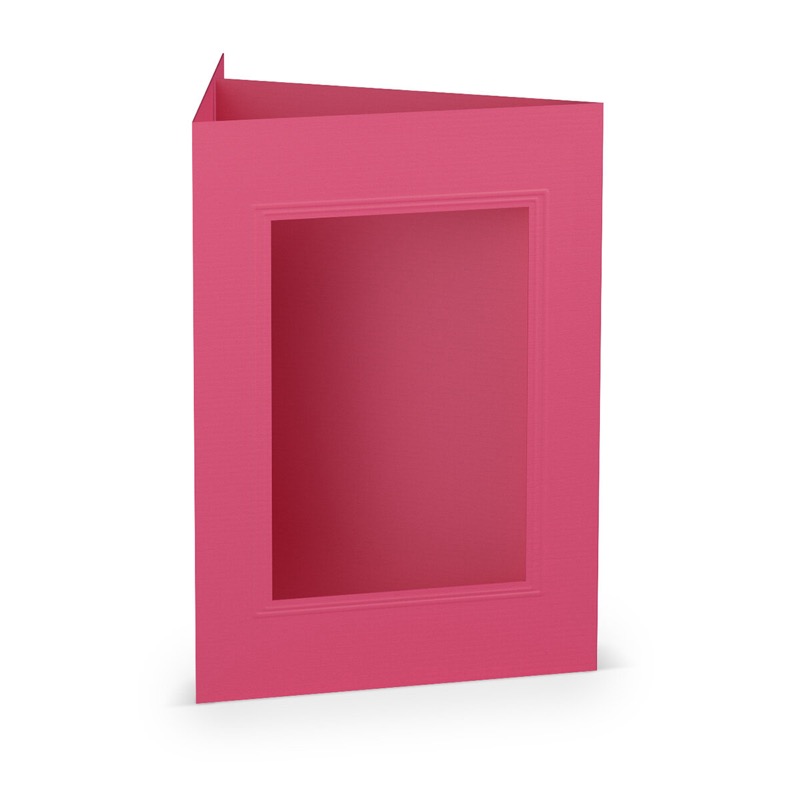 cartes passe partout (portrait) colorées - rose (rose fuchsia) 120 x 169 mm (din b6) | 220 g/m² côtelé (paperado) | passe-partout carré 7,6 x 11 cm | pas de fermeture | pas de rabat | 50 pièces