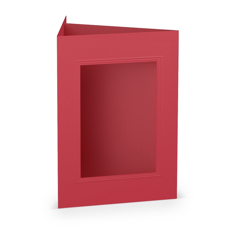 cartes passe partout (portrait) colorées - rouge 120 x 169 mm (din b6) | 220 g/m² côtelé (paperado) | passe-partout carré 7,6 x 11 cm | pas de fermeture | pas de rabat | 50 pièces