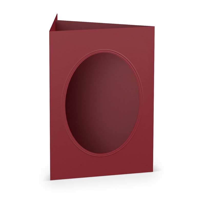 cartes passe partout (portrait) colorées - rouge (rosso) 120 x 169 mm (din b6) | 220 g/m² côtelé (paperado) | passe-partout ovale 8,7 x 11,2 cm | pas de fermeture | pas de rabat | 50 pièces