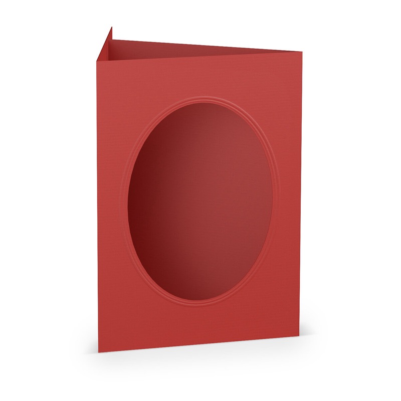 cartes passe partout (portrait) colorées - rouge (rouge tomate) 120 x 169 mm (din b6) | 220 g/m² côtelé (paperado) | passe-partout ovale 8,7 x 11,2 cm | pas de fermeture | pas de rabat | 50 pièces
