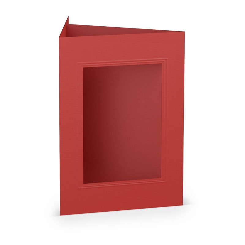 cartes passe partout (portrait) colorées - rouge (rouge tomate) 120 x 169 mm (din b6) | 220 g/m² côtelé (paperado) | passe-partout carré 7,6 x 11 cm | pas de fermeture | pas de rabat | 50 pièces
