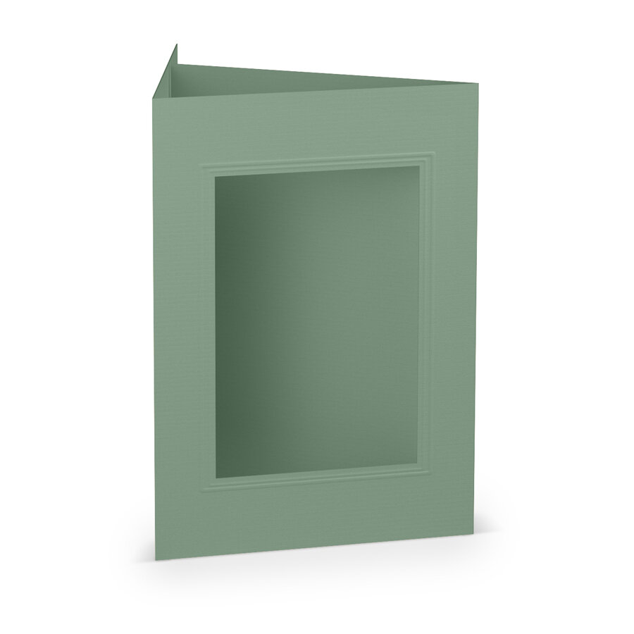 cartes passe partout (portrait) colorées - vert (eucalyptus) 120 x 169 mm (din b6) | 220 g/m² côtelé (paperado) | passe-partout carré 7,6 x 11 cm | pas de fermeture | pas de rabat | 50 pièces