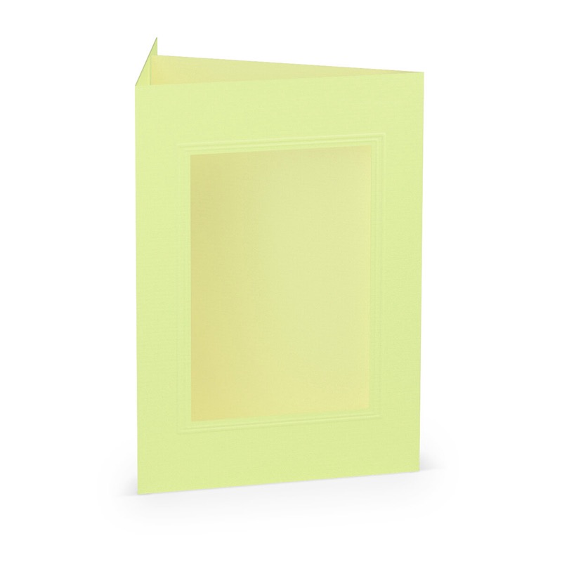 cartes passe partout (portrait) colorées - vert (pistache) 120 x 169 mm (din b6) | 220 g/m² côtelé (paperado) | passe-partout carré 7,6 x 11 cm | pas de fermeture | pas de rabat | 50 pièces